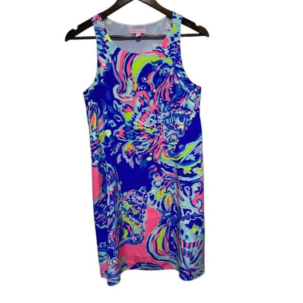 Lilly Pulitzer‎ Dress Womens XS Blue Colorful Silk Sleeveless Lined Shift